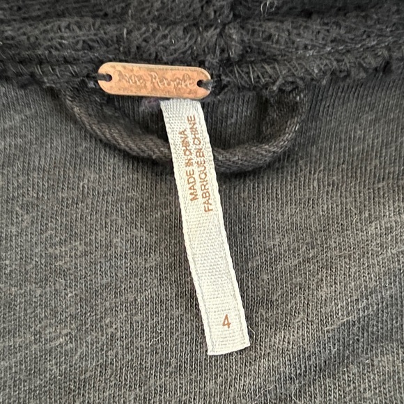 Free People drape front coated denim jacket in black size 4 - Picture 8 of 10